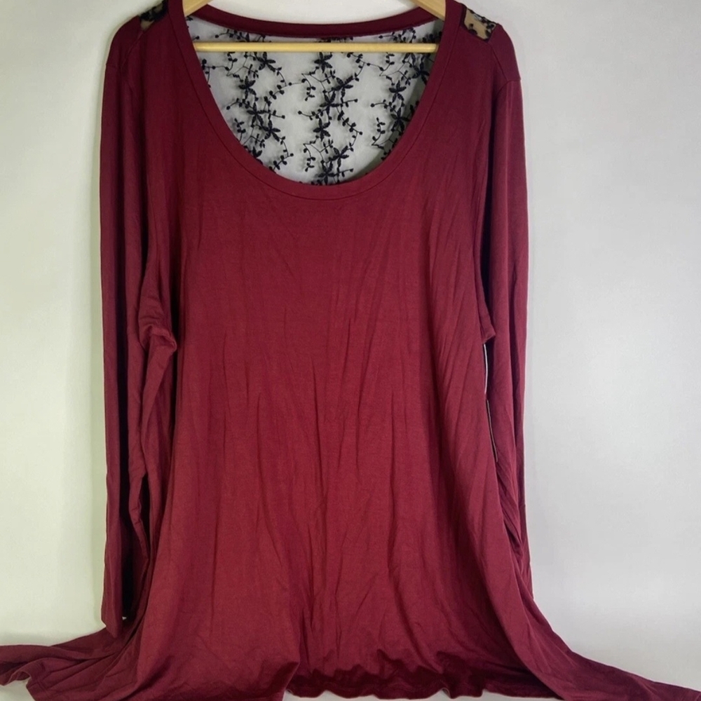 torrid Burgundy Scoop Neck Long Sleeve Top